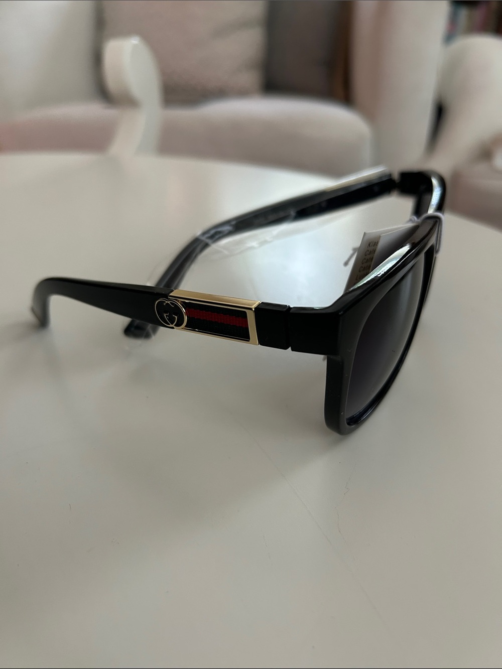 Black Designer-Inspired Women's Sunglasses with Signature Web Stripe
